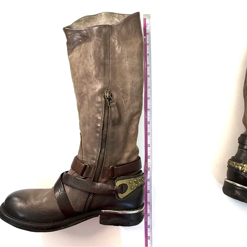 Free People A.S. 98 Air step boho leather boots riding moto woman 7.5 biker